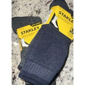 Lot Of 2 STANLEY Men's 3 PK Boot Socks Sz 10-13 Navy Gray Black Cushioned Work